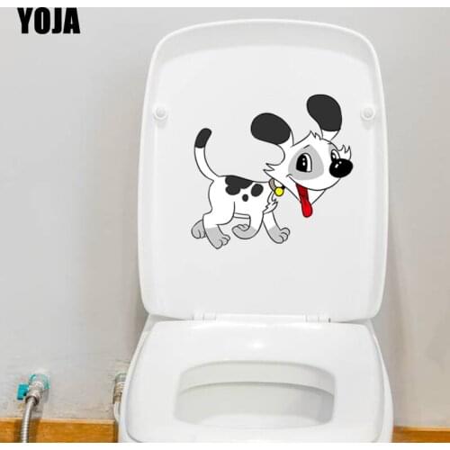 YOJA 24.9*23.7CM Happy Cartoon Dog Kids BedRoom Home Decor Toilet Sticker Wall Decal Animal T3-0526