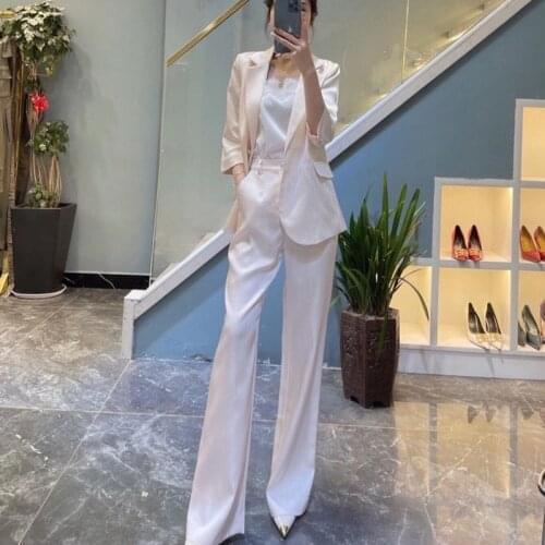 Korean Fashion OL Work Wear 2 Piece Set Women Blazer Coat + High Waist Pant Suits Spring Autumn Elegant Casual Two Piece Set