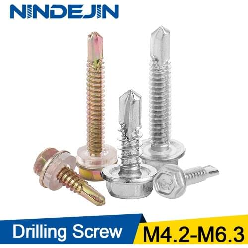 20pcs washer head hex hexagon self drilling tapping screw 410 stainless steel zinc plated M4.2 M4.8 M5.5 M6.3 hardiflex screws