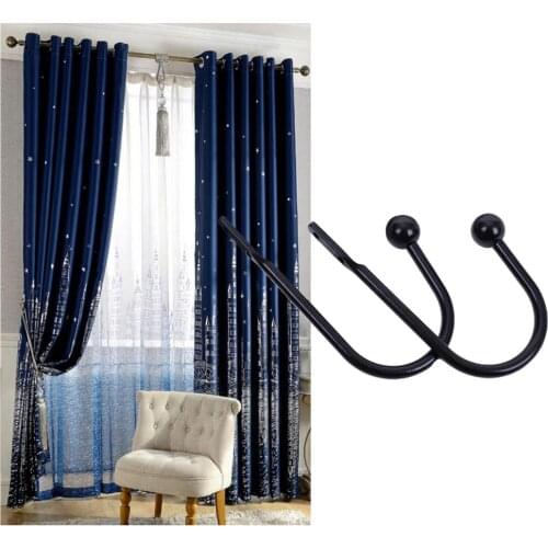 2Pcs U Metal Ball Curtain Hook Window Drapery Tieback Tie Backs Hook Wall Hanger
