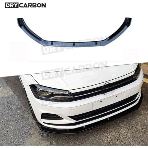 High Quality ABS Front Bumper Lip Spoiler Splitters Aprons For Volkswagen VW Polo Plus 2019 Car Styling