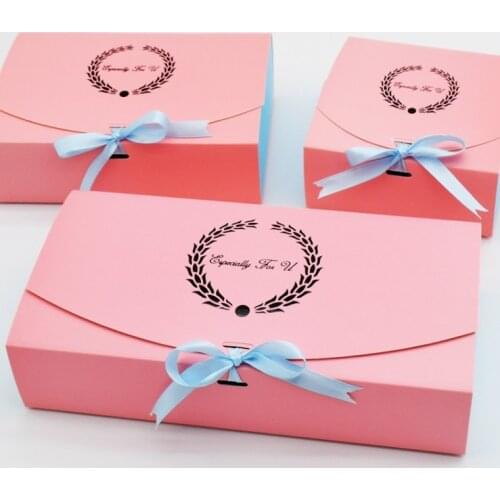 30pcs Paper Gift Box Wedding Party Pink Kraft Paper Box Cake Packaging Box Candy Cookies Cupcake Box