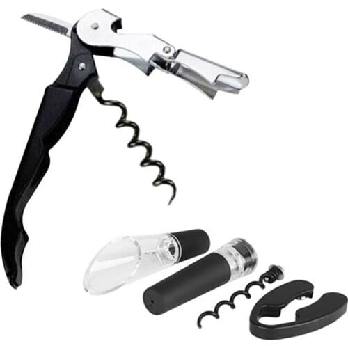 5pcs Stainless Steel Bottle Opener Wine Stopper Wine Tool Cordless Corkscrew With Foil Cutter Vacuum Stopper Wine Accessories