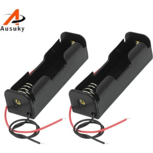 A Ausuky 2Pcs Black 18650 Flat Tip Batteries Battery Holder Case Wire Leads Battery Storage Boxes-20