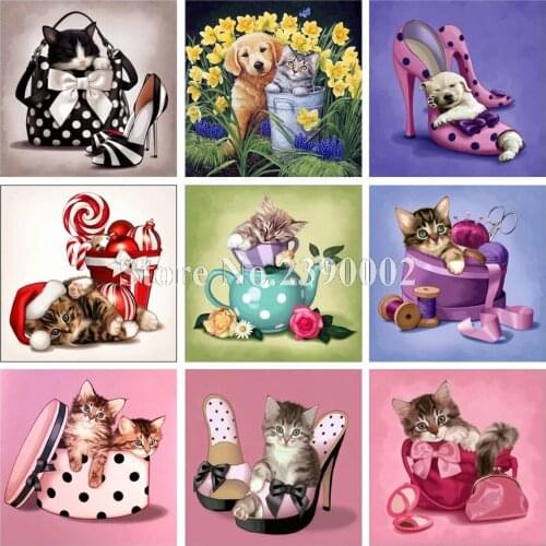 Diamond Embroidery Cat 5D Diy Diamond Painting Full Dill Diamond Mosaic Beautiful Animal Home Decor Painting Christmas Gift