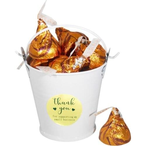 Free shipping 5000pcs Golden gold glittering thanks handmade sticker label DIY candy Baking Decorations Package label