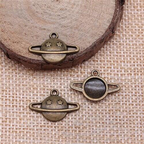 Free shipping 92pcs 19x13mm antique bronze Saturn Solar System charms diy retro jewelry fit Earring keychain hair card pendant