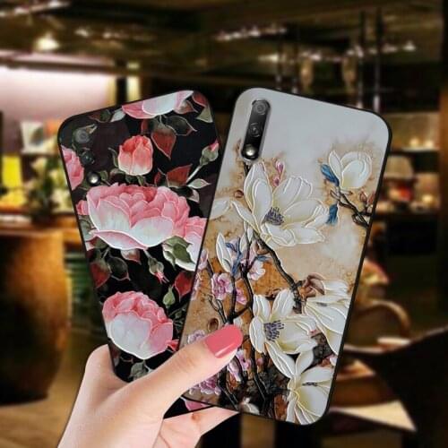 Luxury 3D Relief Flower Case For Huawei Play 3 3E 4 4T Pro Bumper Matte Back Cover For Huawei Honor 9A 9C 9X V20 V30 X10 Max