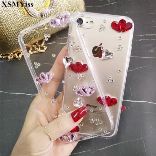XSMYiss phone case Fashion Bling Crystal Rhinestone Diamond Soft Transparent Case For iPhone X XS MAX XR 5S 6S 7 8 PLUS