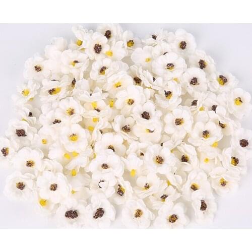 10Pcs 3cm Daisy Flower Heads Mini Silk Artificial Flowers for Wedding Home Decoration Christmas Wreath Scrapbooking