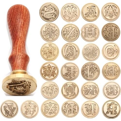 Retro Wood Stamp Classic 26 Letter A-z Alphabet Initial Sealing Wax Seal Stamp Ancient Seal Post Decorative Antique Stamp Gifts