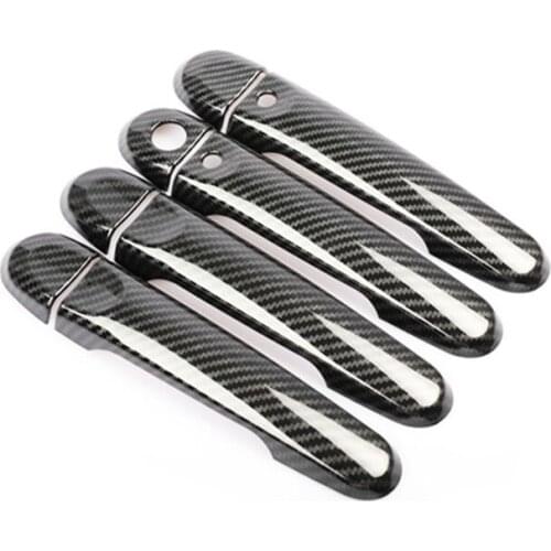 For Nissan Versa Tiida 2012-2018 Carbon Fiber Chrome Car Door Handle Cover Trim Stickers Car Styling Accessories