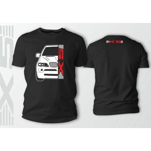 Double Side German Car X5 Car Auto Black T-Shirt 2019 Summer T Shirt Short Sleeve Cotton T Shirts Man Clothing Concert T Shirts