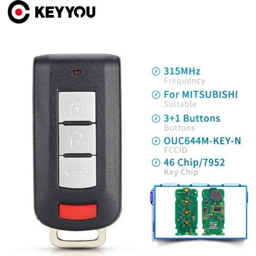 KEYYOU Smart Remote Key Fob For Mitsubishi LANCER Outlander Mirage 2+1 3+1 3 4 Buttons OUC644M-KEY-N 315Mhz 2008-2016