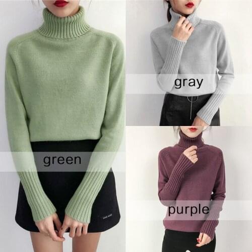 Cashmere Knitted Basis Sweater Women 2021 Autumn Winter Korean Turtleneck Long Sleeve Pullover Female Jumper Green Knitwear Coat