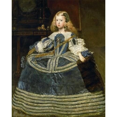 Classical figurative painting vintage portrait poster picture painting Diego Velazquez Infanta Margaraita Teresa in a Blue Dress