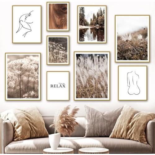 Forest River Wood Pattern Reed Grass Abstrat Lines Wall Art Canvas Painting Nordic Posters And Prints Pictures For Living Room