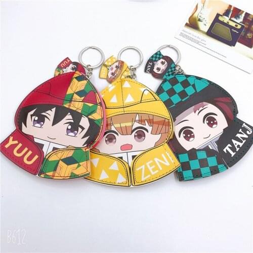 LISM Kimetsu no Yaiba 66853 Anime Card Holder Cartoon Credit ID Bags Zipper Coin Bus Card Wallet Kid Girls Gifts