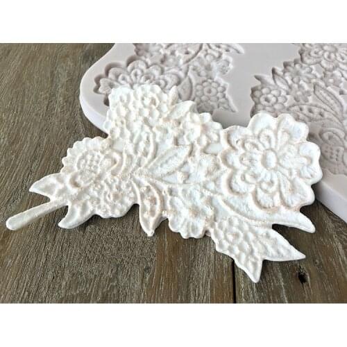Luyou 1 pcs Vintage Lace Flower Cake Mold Silicone Lace Flower Fondant Mould Cake Decorating Lace Chocolate Fondant Mold FM1205