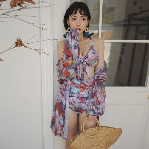 Monokini Swimsuit One Piece Womens Bikinis Female Swimwear Rashguard Korea New Women Sexy Underwire Bracket Split Three Plaid