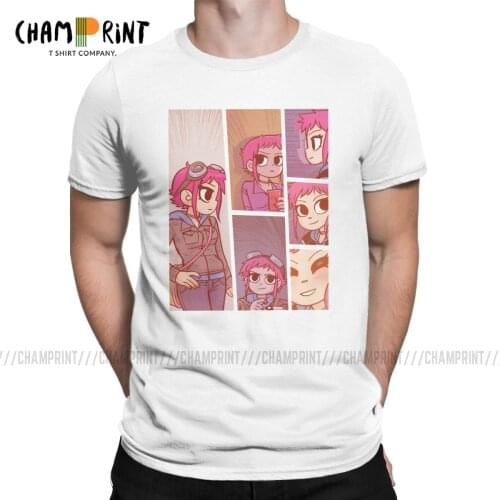 Men T-Shirts Pink Rammy Funny Pure Cotton Tees Short Sleeve Scott Pilgrim VS the World T Shirt Crewneck Clothing Plus Size