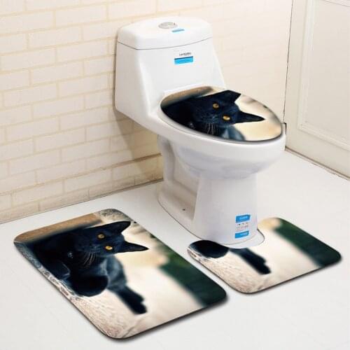 Cat pattern Toilet Three-piece set Toilet Lid Cover mat Bath Mats Sets bathroom carpet bathroom products For bathroom Floor mat