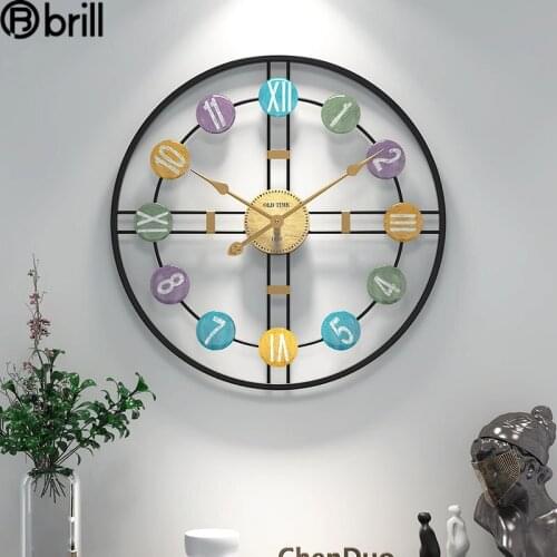 American Wall Clock Simple Nordic Mute Wall Clock Living Room Creative Art Clocks Wall Home Decor Individual Decorative Horloge