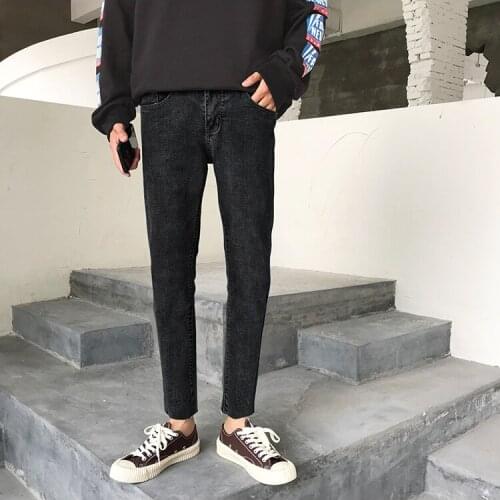 2021 New Style Mens Solid Color Stretch Slim Fit Classic Skinny Jeans Blue Casual Pants Biker Denim Trousers