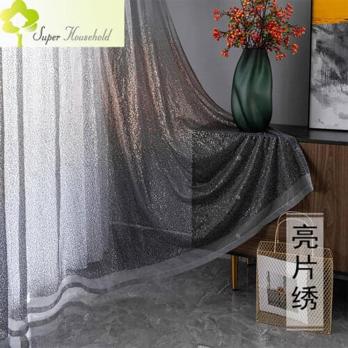 New Sequins Gradient Embroidered Curtains Tulle for Living Room Luxury Window Screen Yarn for Bedroom Coruscate Decorate SP11-6