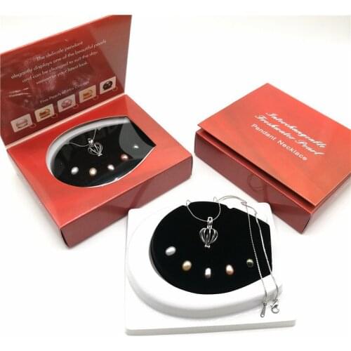 Natural Wish 5 Pearls Pendant Necklace Charm Necklace Gift Box Fashion Women Jewelry Lucky Gift DIY Jewelry Pearl of Love