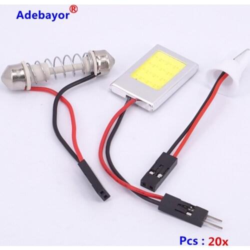 20X 3W Panel Reading Interior Light Adapter Dome T10 194 Bulb LED Car big COB 16 Chip Festoon 12V White with Aluminum Shell