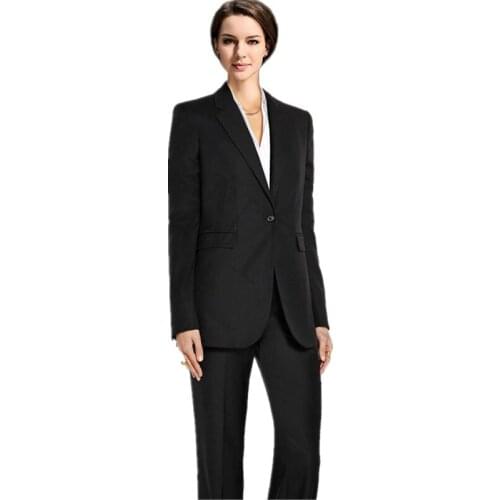 Jacket+Pants Womens Business Suits Black Single Breasted Female Office Uniform Formal Ladies Trouser Suit Women Tuxedo Suit