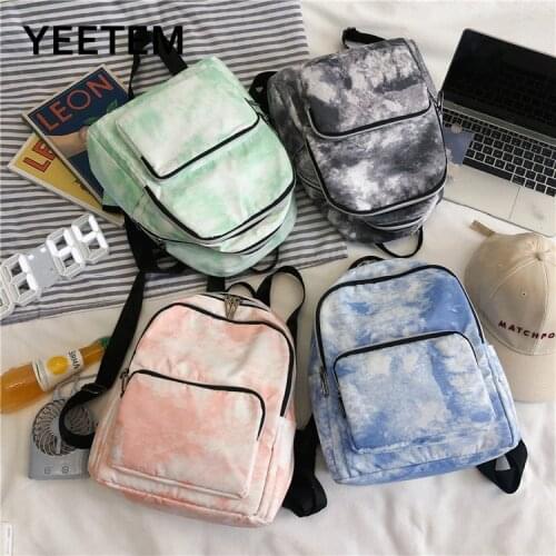 School Bag Backpack Tie-Dye- Color Korean-Style Cute Ins School Bag 2020 Fashion 4 Color College Student Travel Backpack