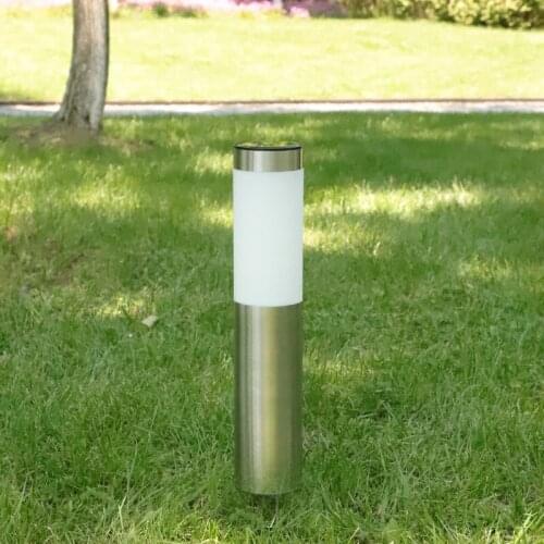 Solar stainless steel 3led modern courtyard outdoor garden cylindrical outdoor waterproof lawn lamp