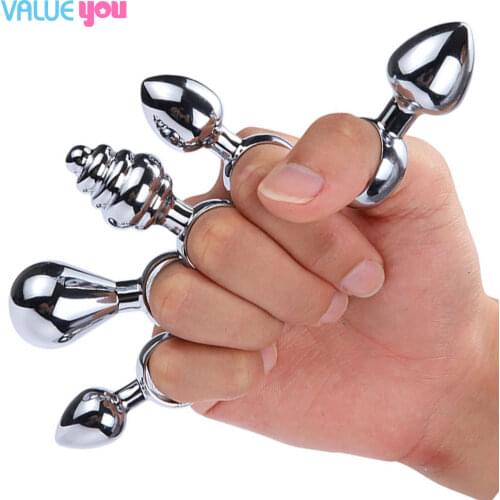 Pull ring metal tail plug sex toy plug stainless steel screw anus plug adult products