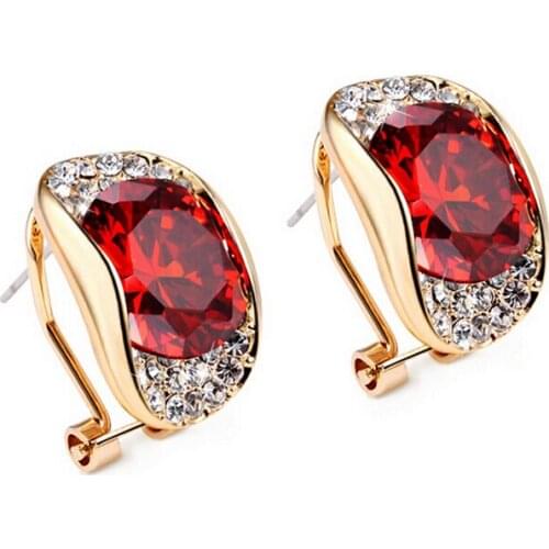 Summer Style New High Quality OL Simple Geometric Crystal Stud Earrings For Women Brincos Fashion Jewelry