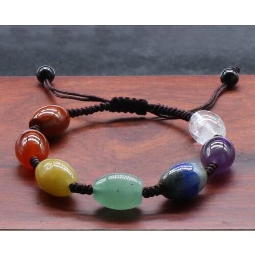 Reiki Healing Natural Stone 7 Chakra Bracelet Amethysts Quartz Beads Rainbow Crystal Bracelet Christmas Gifts for Women Pulseras
