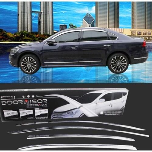 1 Set Brand New Chrome Side Vent Sun Shade Window Visors Rain Guard Deflectors For VW Passat 2011-2018