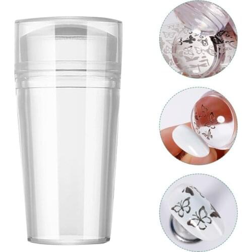 1 Set Nail Art Stamper with Nail Scraper Removable Design Transparent Silicone Nail Stamper Manicure Tools for Professional