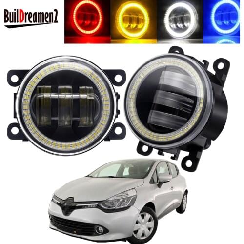 2 X Angel Eye Fog Light Assembly Car Front Bumper LED Lens DRL Fog Driving Lamp 30W 6000LM 12V For Renault Clio IV 2012-2019