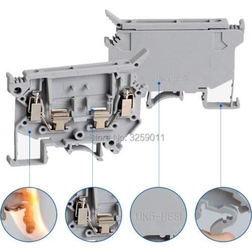 20PCS Suyep Contact Type UK 600VAC 4mm Grey Fuse Modular Terminal Block UK5-HESI