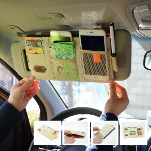 29*14cm Interior Accessories Auto Sunshade Cover Car Sun Visor CD Holder Phone Hanging Bag