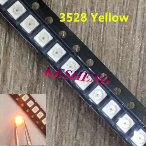 3528 1210 SMD 4000pcs Yellow LED Chip 20mA SMT Surface Amount 590nm Ultra Bright Light Emitting Diode Lamp Electronic Components