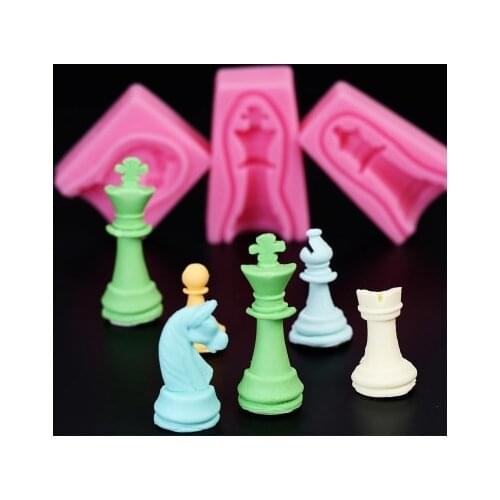 3D International Chess Silicone Mold 6pcs/lot Silicone Chess Cake Fondant Molds Mould Chocolate Cake Decorating Tool Handmade