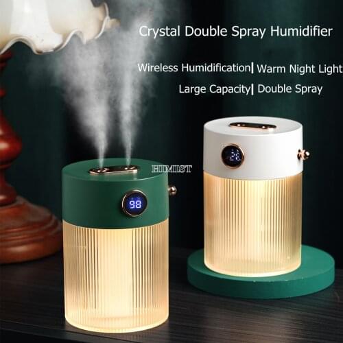 4000mAh Wireless Dual Air Humidifier Ultrasonic Fogger Mist Maker Essential Oil Diffuser with LED Night Lamp for Home Office