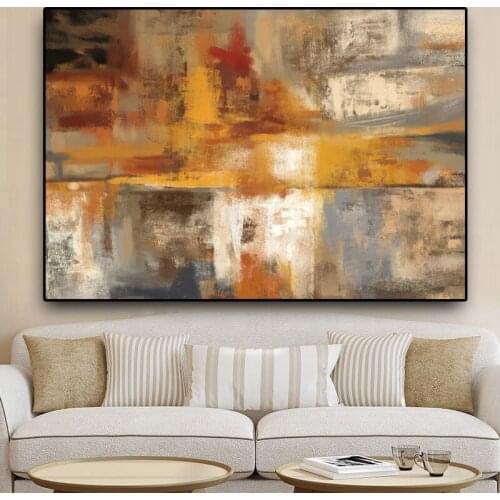 90X130CM Abstract Nordic Style Gold Oil Painting on Canvas Posters and Prints Art Wall Pictures For Living Room Home Decor