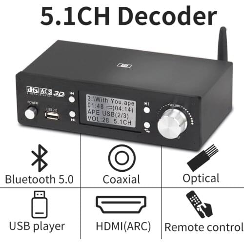 HD920 5.1CH Audio Decoder Bluetooth 5.0 Reciever DAC DTS AC3 Dolby Atmos 4K HDMI Extractor Converter SPDIF ARC PCUSB Sound Card