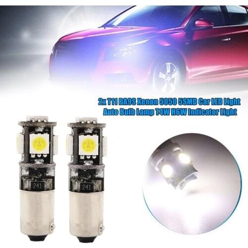 10pcs Canbus BA9S T4W LED Car Light Bulb T2W T3W H5W 5050 5smd Car Instrument Lamp License Plate light 12V 12913 12910 White