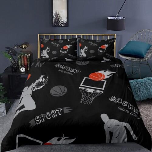 Basketball Bedding Set Black Boys Cool 3D Print Comforter Luxury Queen King Single Duvet Cover Set Home Textile Decor Modern