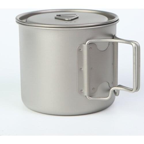 BIVOUAC 350ml - 900ml Titanium Cup with Lid Mug Water Cup Folding Handle Outdoor Camping Outdoor Kitchen